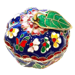 Kürbisdöschen Schmetterling Blumen Döschen Dose Deko Cloisonne Emaille blau 5466